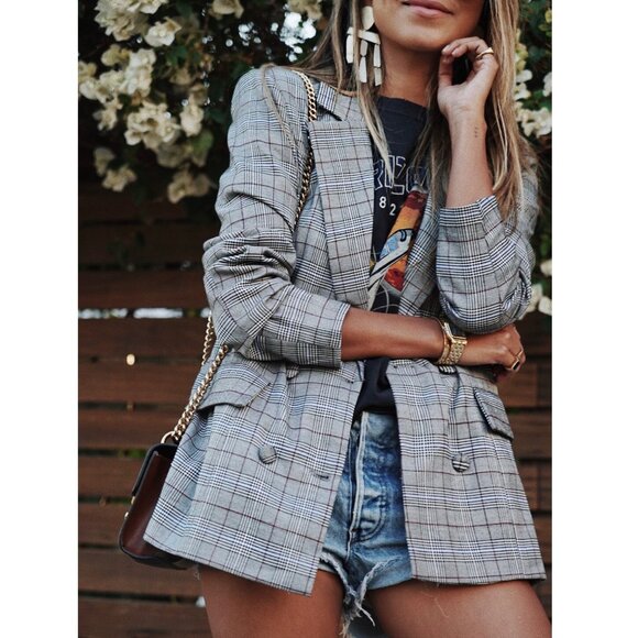 Majorelle Rhea Glen Plaid Double Breasted Blazer Jacket Contemporary Work Small - Picture 1 of 13